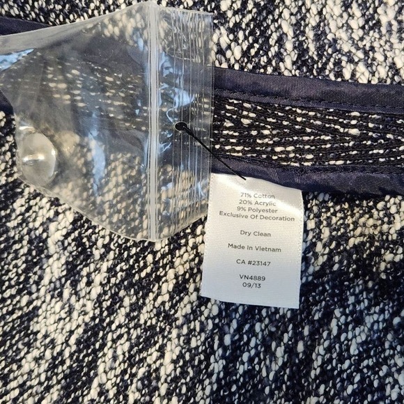 Talbot's Woman Navy Blue and White Collarless Zip Up Blazer, 14W NWT - Picture 11 of 11